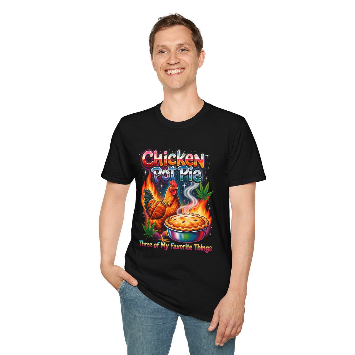 Retro Chicken Pot Pie 420 Tee – Vintage 90's Poster Style