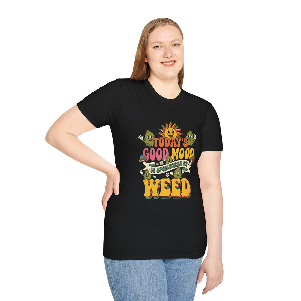 Good Mood Sponsored by Weed Tee – Retro Smiling Flowers