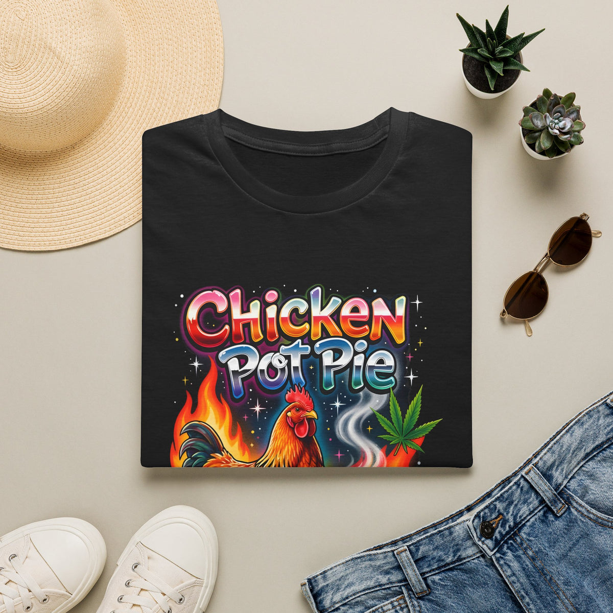 Retro Chicken Pot Pie 420 Tee – Vintage 90's Poster Style