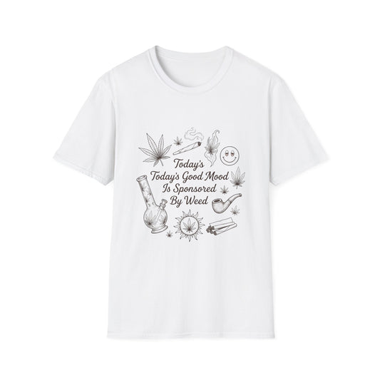 Good Vibes celestial graphic tee with moon, stars and crystals