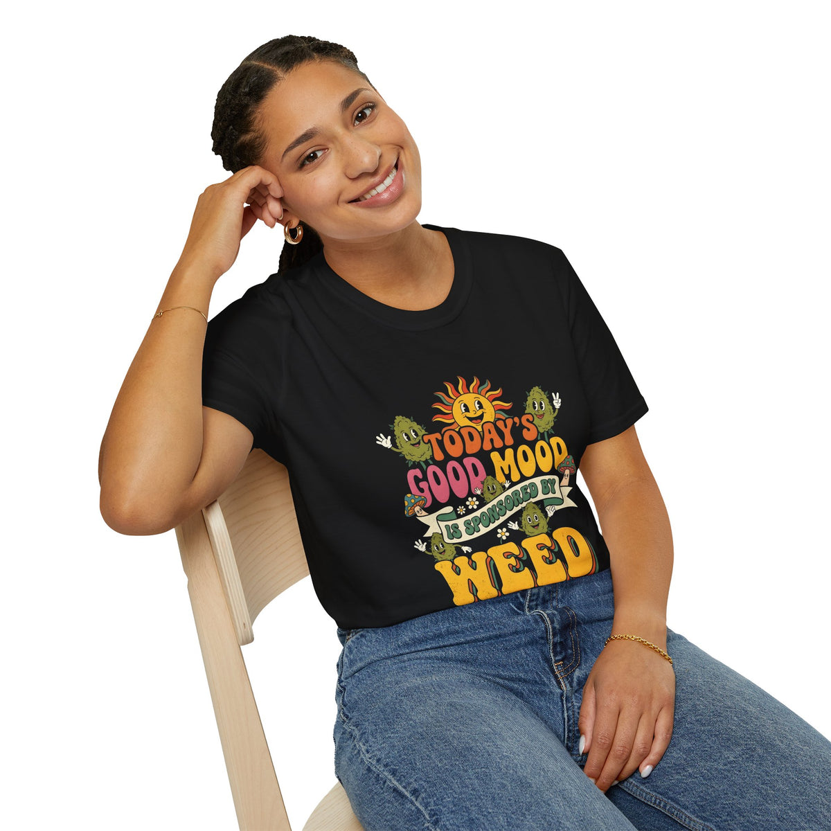 Good Mood Sponsored by Weed Tee – Retro Smiling Flowers