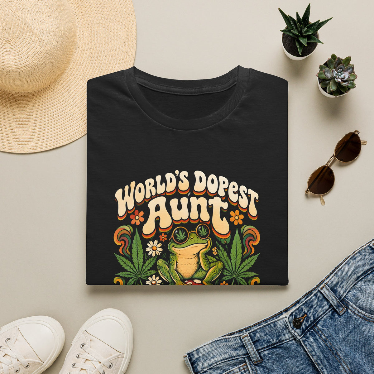 World's Dopest Aunt Tee – Mushroom Botanical Graphic T-Shirt