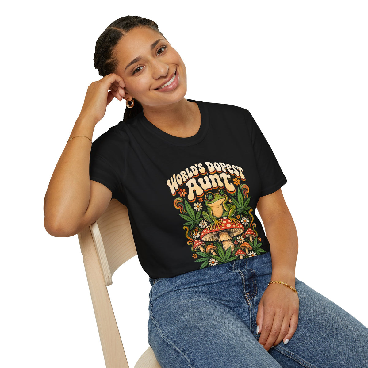 World's Dopest Aunt Tee – Mushroom Botanical Graphic T-Shirt