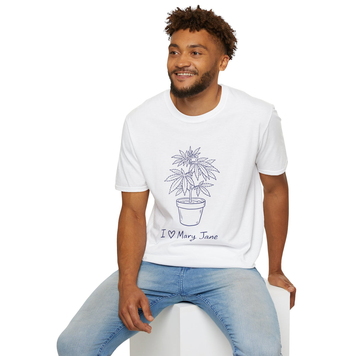 I Love Mary Jane Tee – Botanical Cannabis Plant Graphic