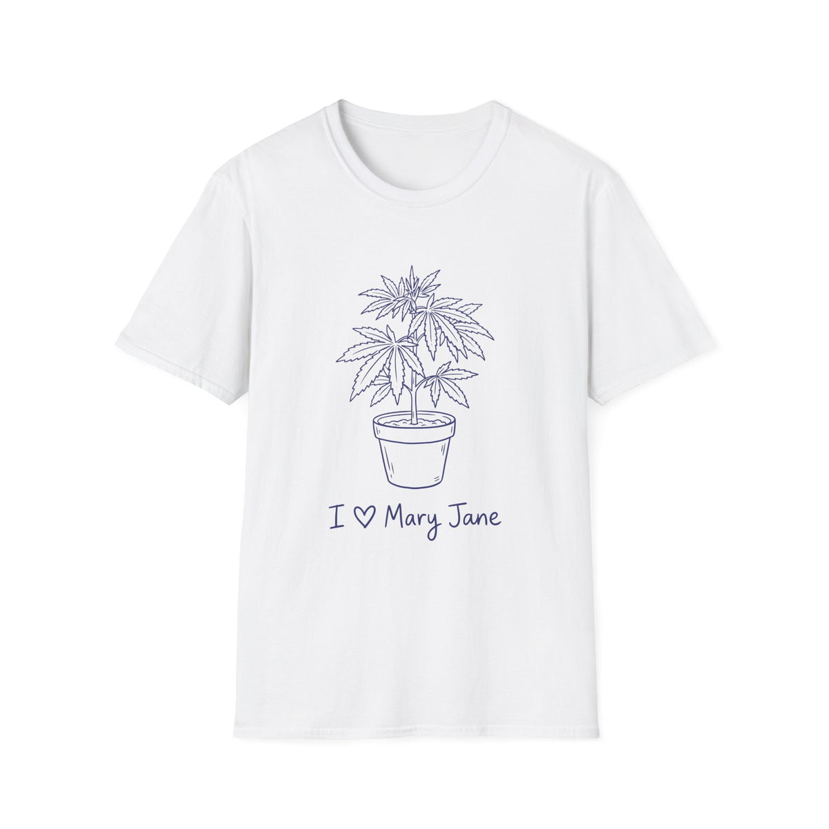 I Love Mary Jane botanical cannabis plant graphic tee in white