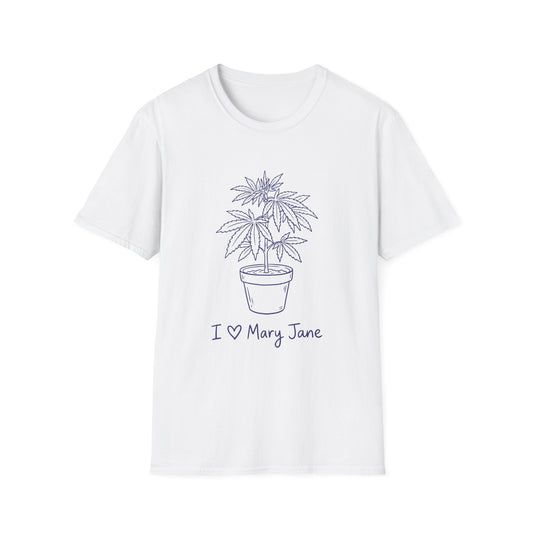 I Love Mary Jane botanical plant graphic tee in white