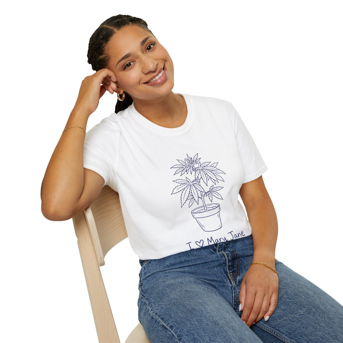 I Love Mary Jane Tee – Botanical Cannabis Plant Graphic