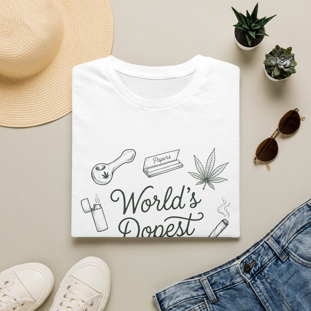 World's Dopest Dad Tee – Funny 420 Gift for Dad