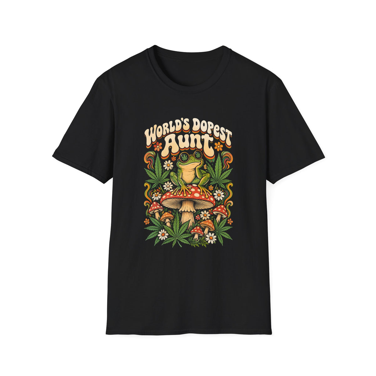 World's Dopest Aunt mushroom botanical graphic t-shirt