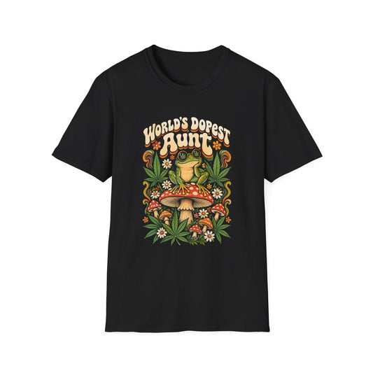 World's Dopest Aunt mushroom botanical graphic t-shirt