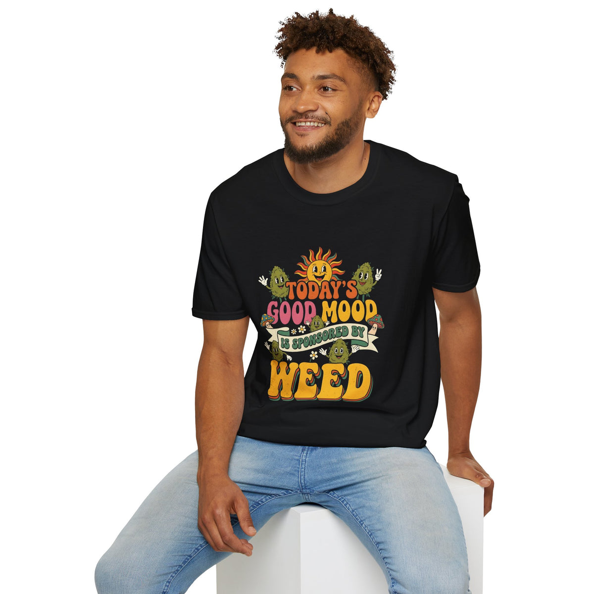 Good Mood Sponsored by Weed Tee – Retro Smiling Flowers