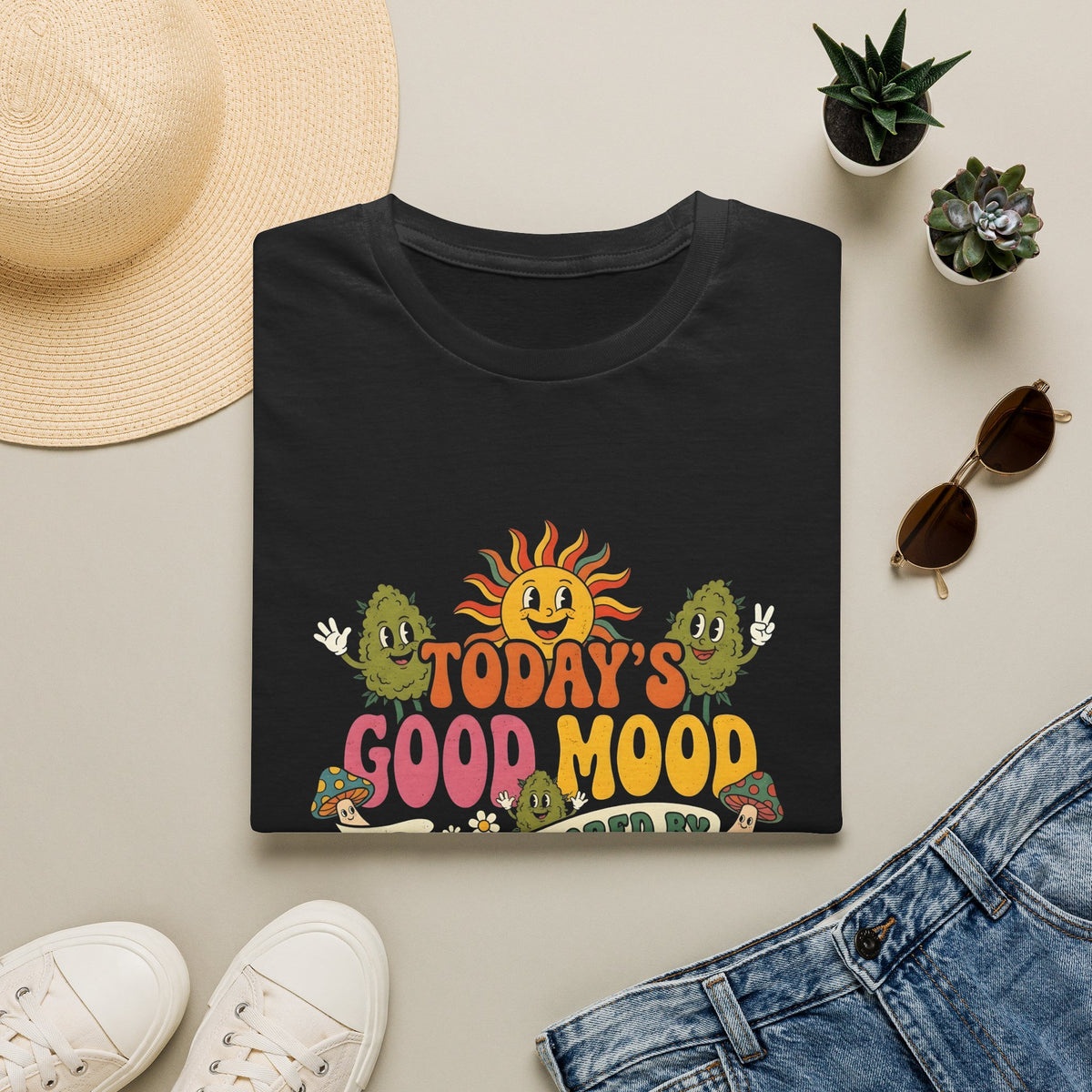 Good Mood Sponsored by Weed Tee – Retro Smiling Flowers