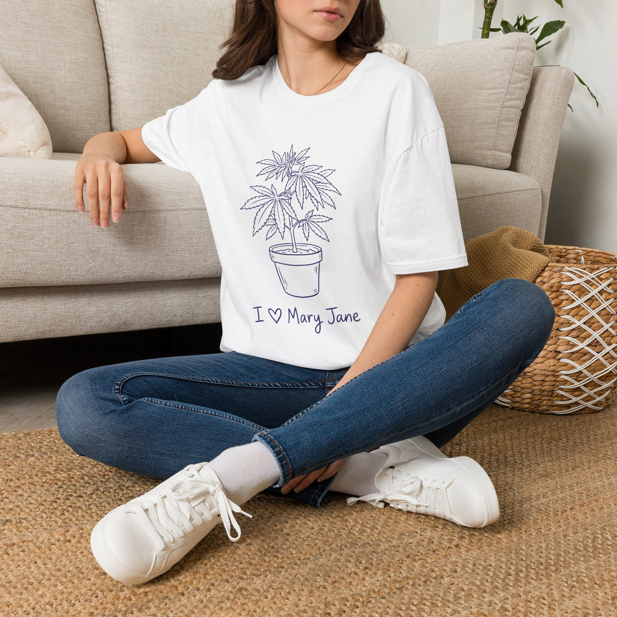 I Love Mary Jane Tee – Botanical Cannabis Plant Graphic