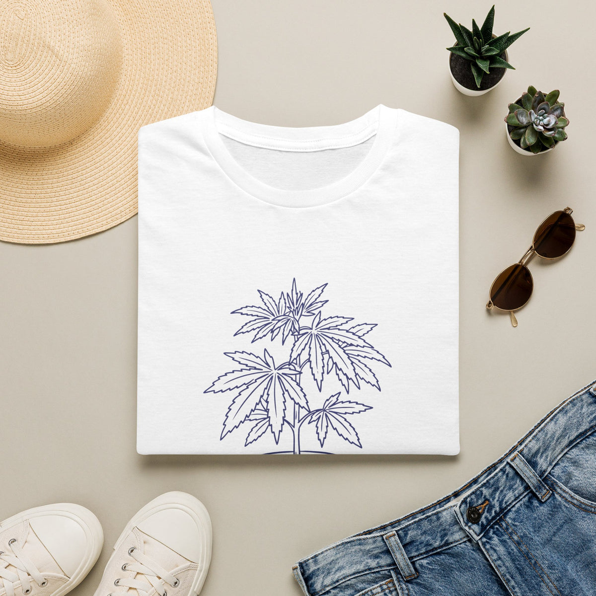 I Love Mary Jane Tee – Botanical Cannabis Plant Graphic
