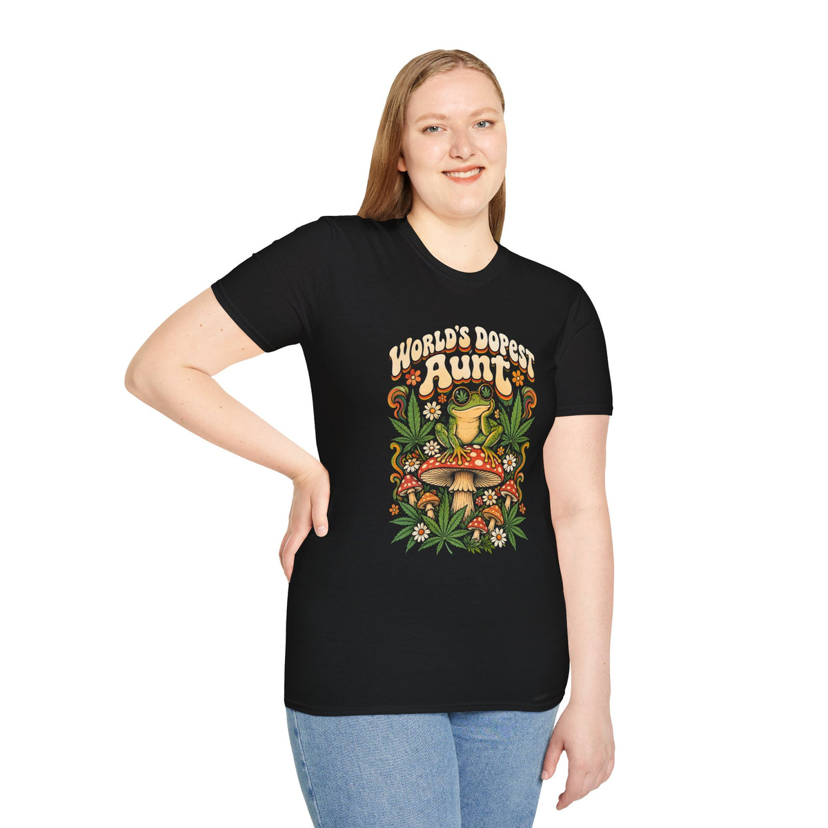 World's Dopest Aunt Tee – Mushroom Botanical Graphic T-Shirt