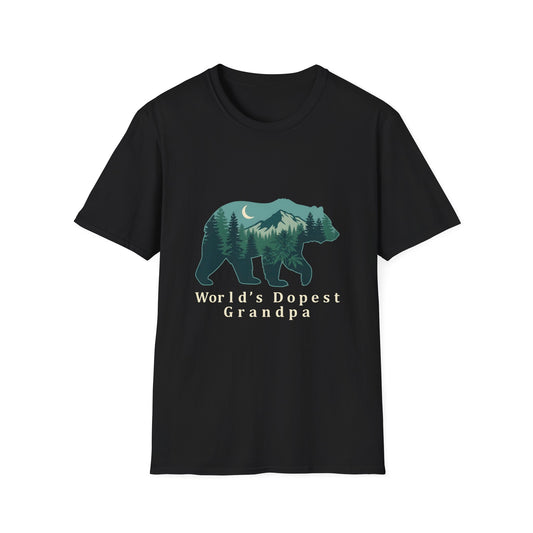 World's Dopest Grandpa bear and mountain graphic tee in black