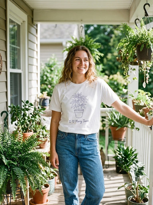 I Love Mary Jane Tee – Botanical Plant Graphic